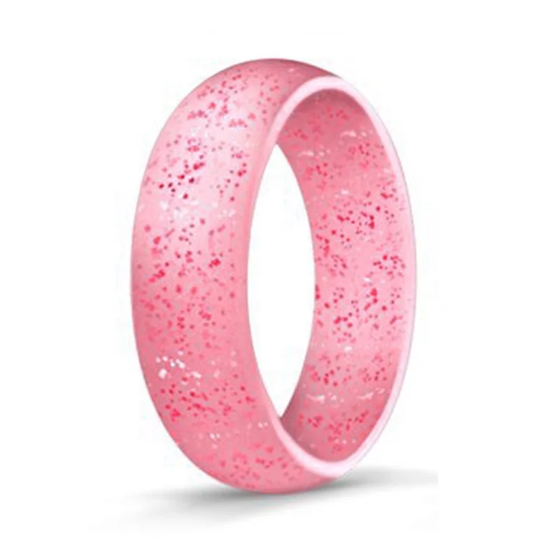 Stylish Silicone Band Ring with Fine Flash Chic Silicone Wedding Rings Women Custom Silicone Ring