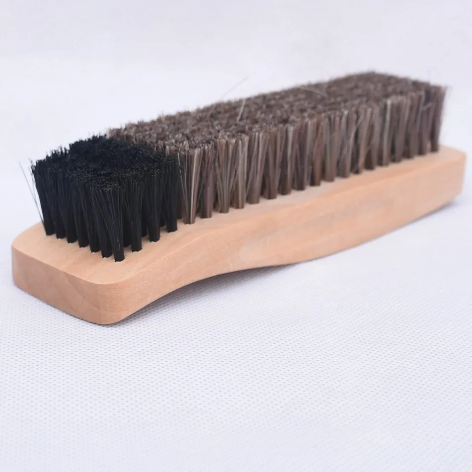 Factory direct selling wooden cleaning brush custom brand horse hair shoe brush for wholesale