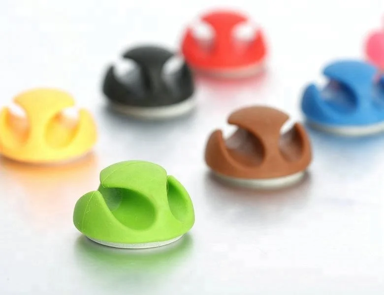 Under One Dollar 2 Slots Cable Organizer with Tape Adhesive Plastic Office Desk Phone Accessories