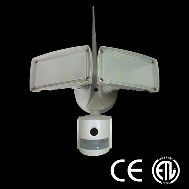 Black and White Outdoor Camera LED Type Motion Sensor Security Light Dual Head