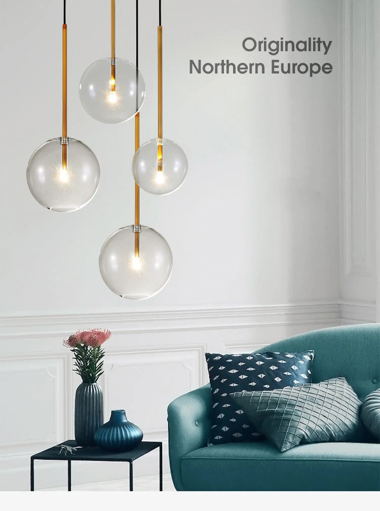Lámpara de araña de bolas - Luz colgante redonda de vidrio para decoración de hoteles y comedores