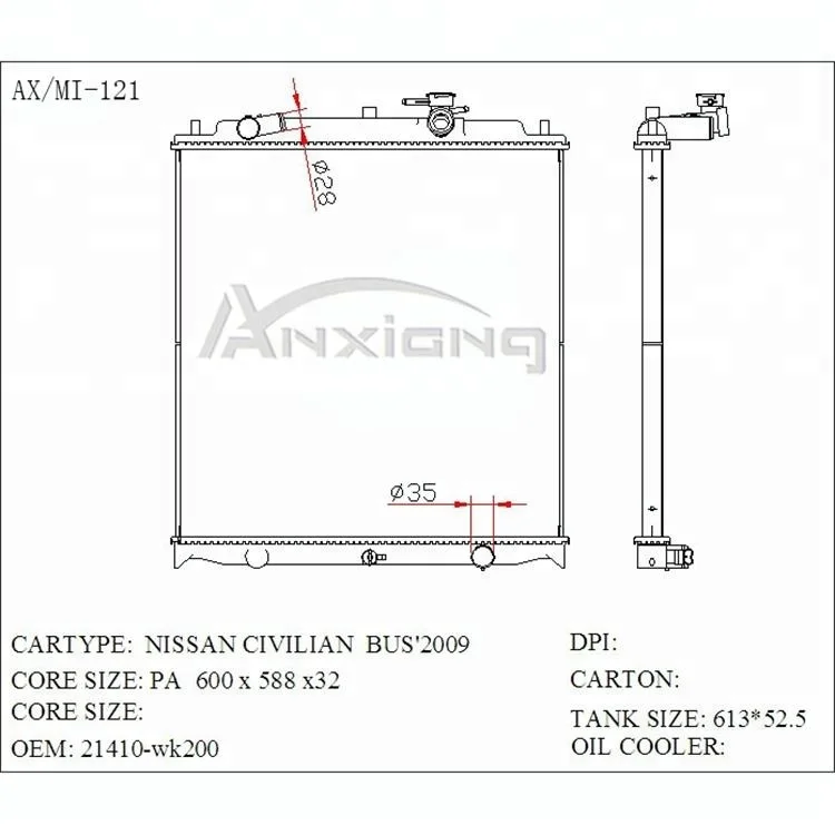 Source Car radiator OEM: 21410-WK200 600 x 688 x32 MT Auto