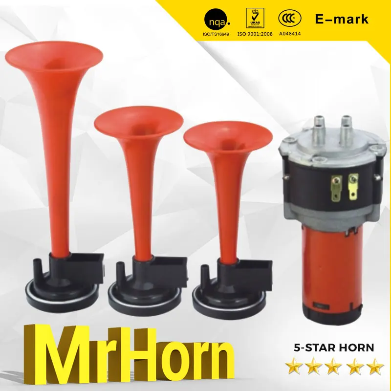 Alpex Truck 12v Car Air Horn Compressor Loudest 3 Pipe Iron Horn