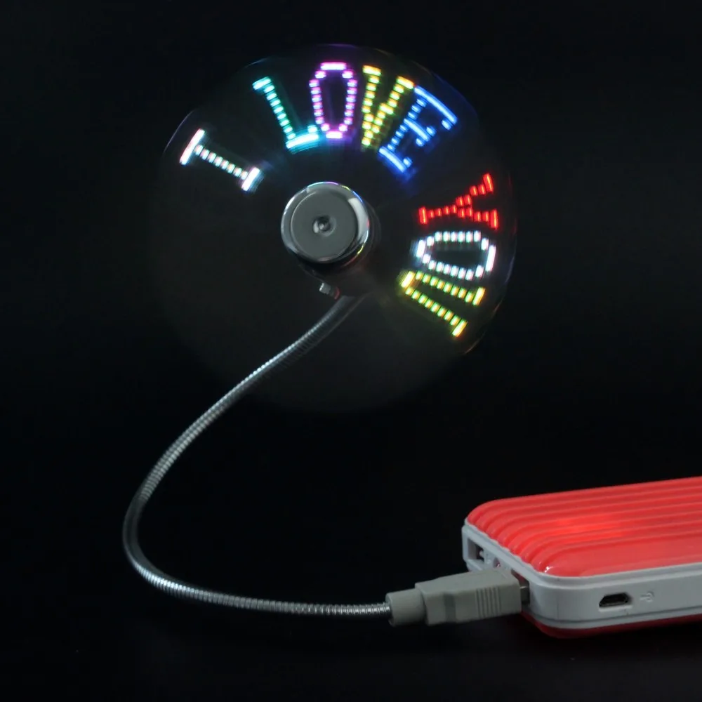 Wholesale Factory OEM Message Text logo Flexible USB Fan with LED light RGB Programmable Flashing Fan CE Approved From m.alibaba.com