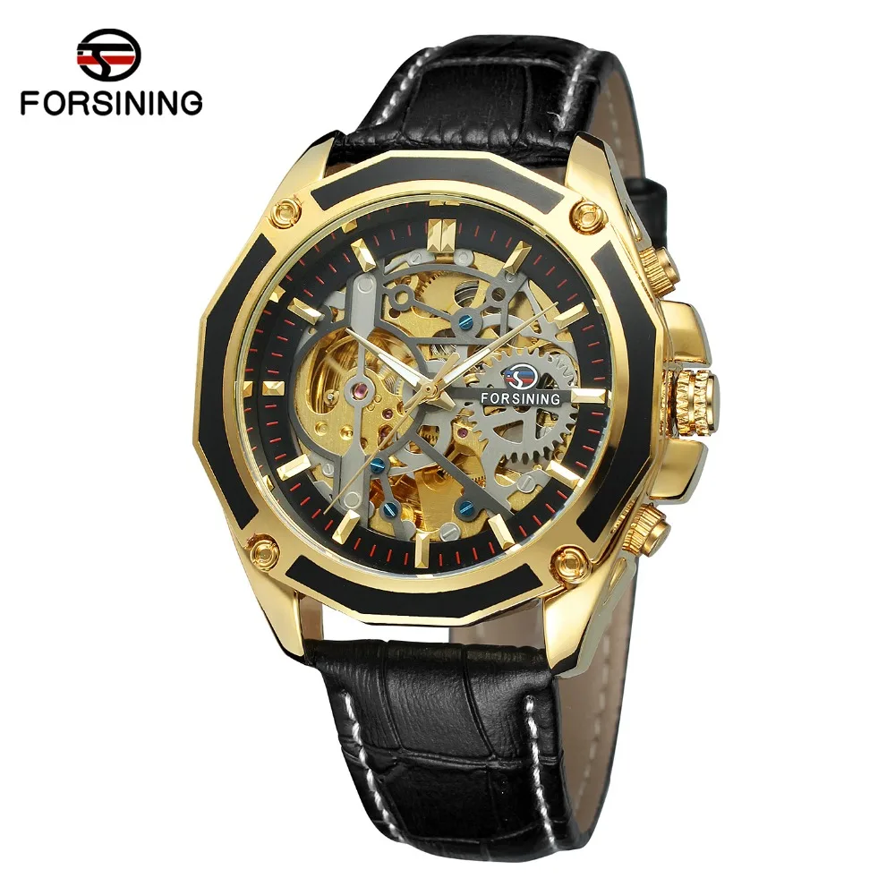 Luxury Skeleton Automatic Leather Watch for Men