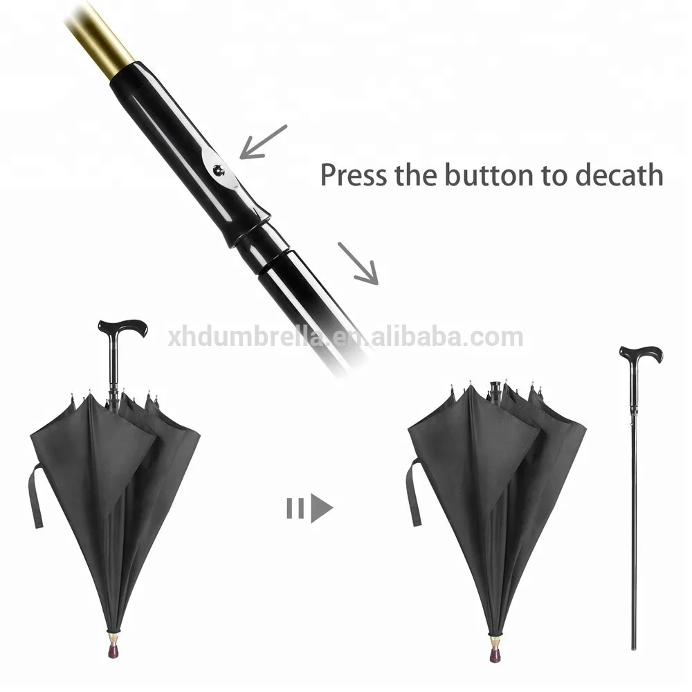 Big Size Strong Walking Stick Umbrella with Cane for Hiking and Walking Assist Umbrellas