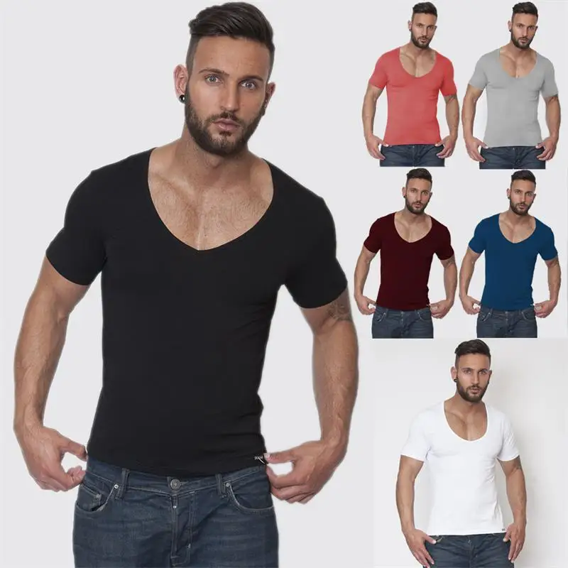 Popular Deep V Neck T Shirts for Men-Buy Cheap Deep V Neck