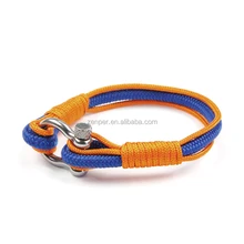 Unisex custom nautical sailing rope stainless steel paracord bracelet with clasp