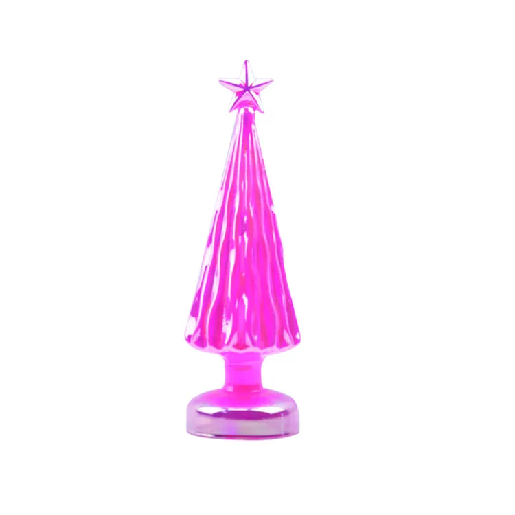 hot sale home decoration mini tree mini tree with LED glass christmas tree ornaments factory