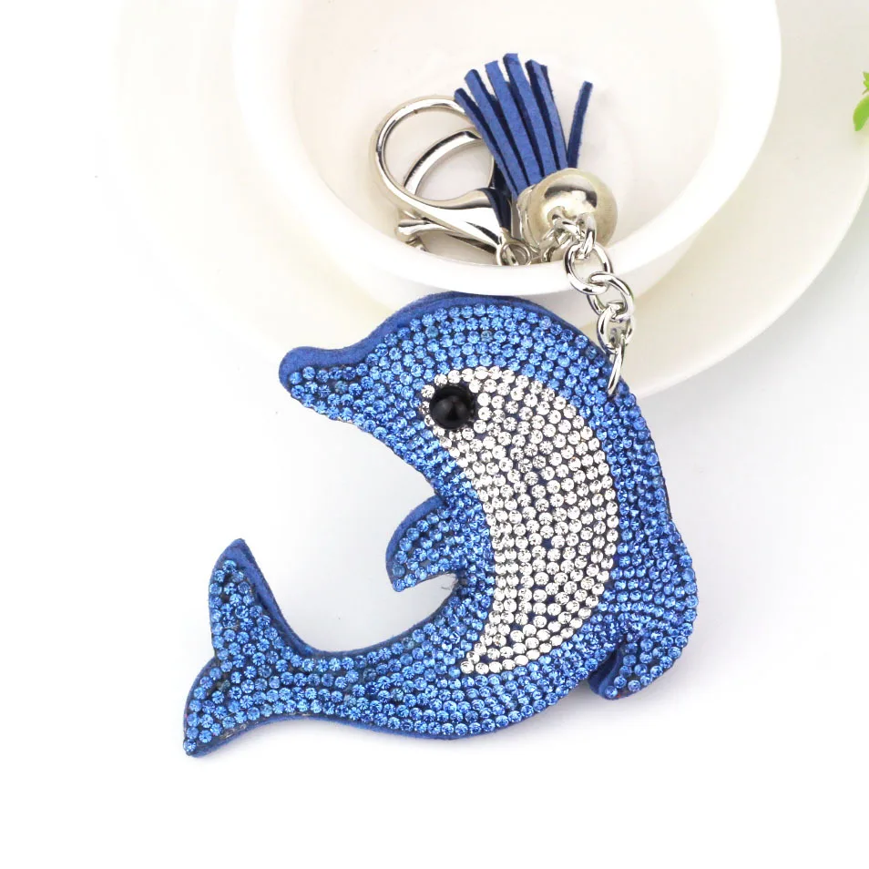 Pendant Holder Car Bag Accessories Dolphin Key Ring Glitter Sequins Keychain 