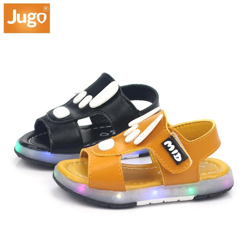 Лидер продаж, детские сандалии для мальчиков, пляжная обувь корейской версии со светодиодной подсветкой