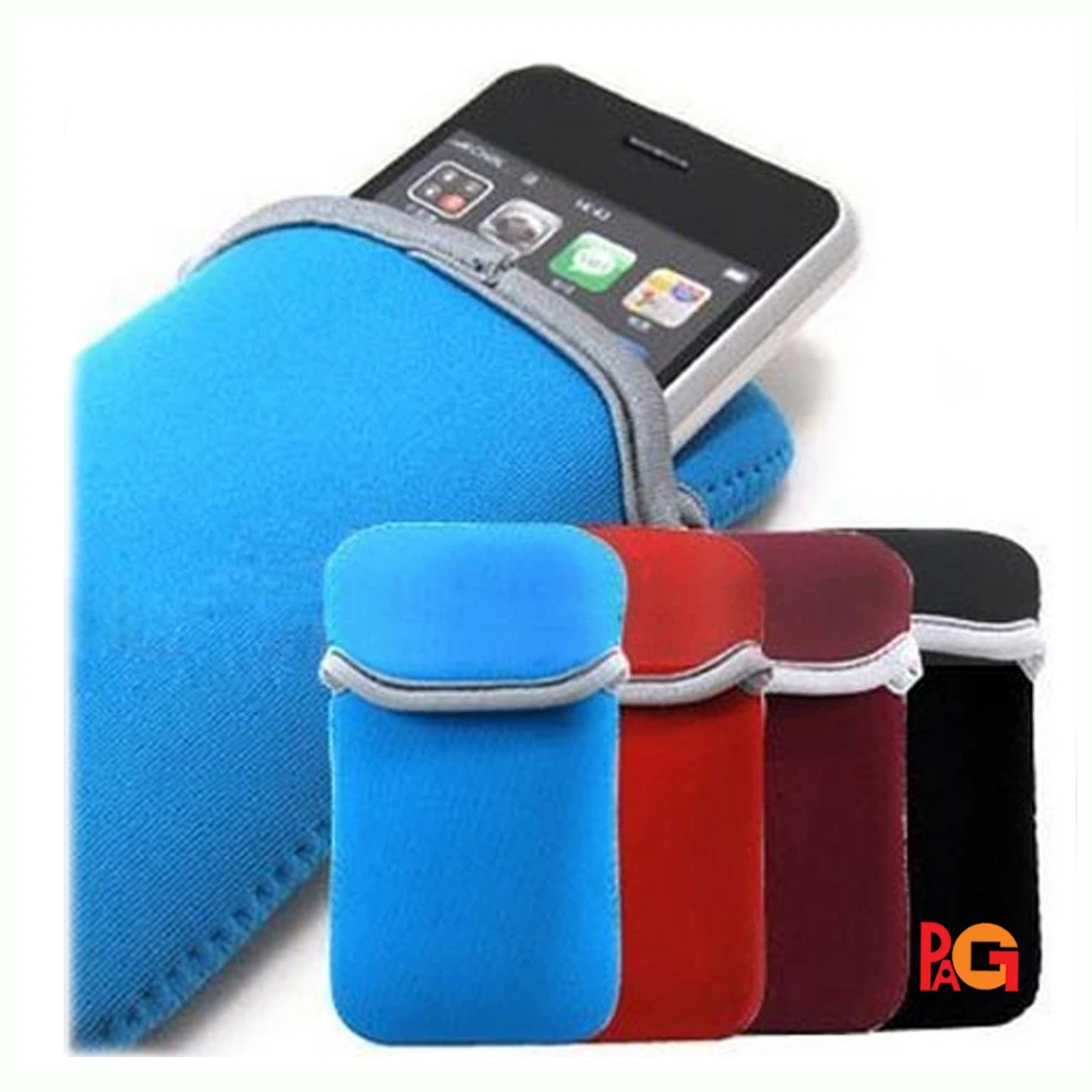 Universal Cell Sleeve Mobile Bag with Zipper Wrist Strap 4.5 kwmobile Neoprene Phone Pouch Size S Berry 