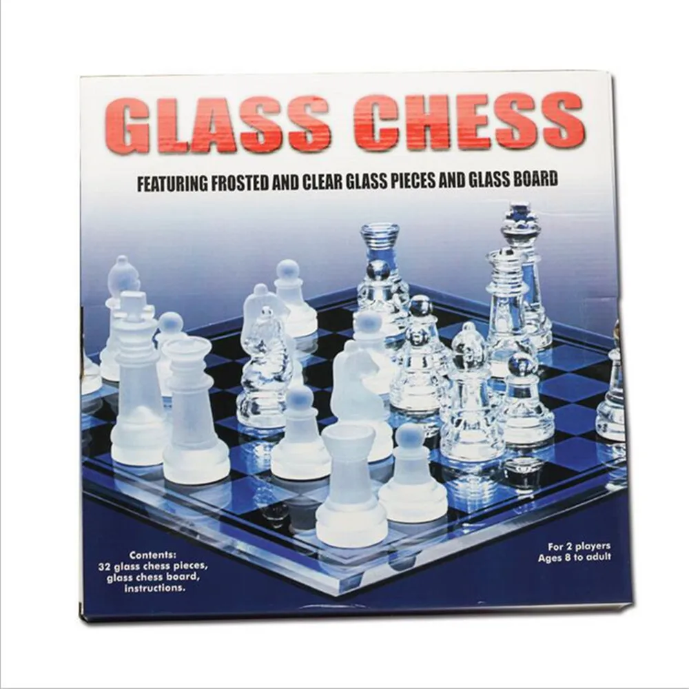 New Solid Crystal Chess With Checker Board Set Matte And Clear 