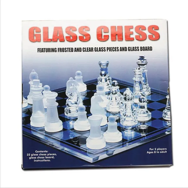 Conjunto de copo de xadrez com peças elegantes, jogo de tabuleiro de vidro  fosco e transparente para homens - AliExpress
