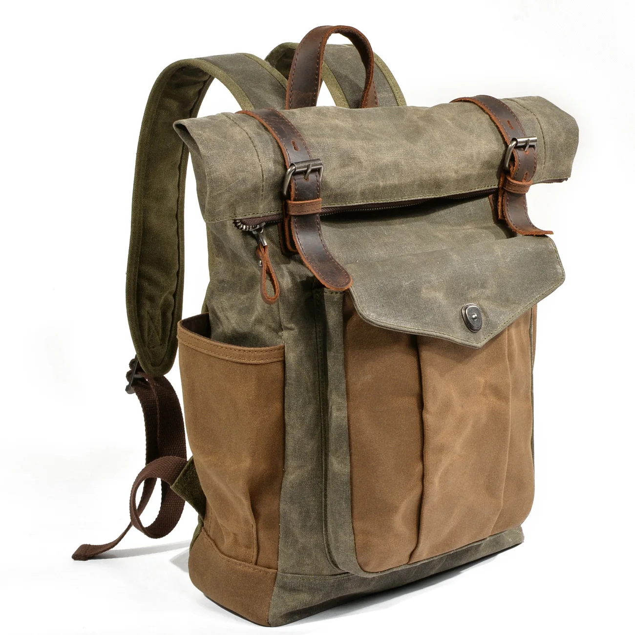 in stock  waterproof  outdoor hiking  travel rucksack vintage waxed canvas laptop backpack for men