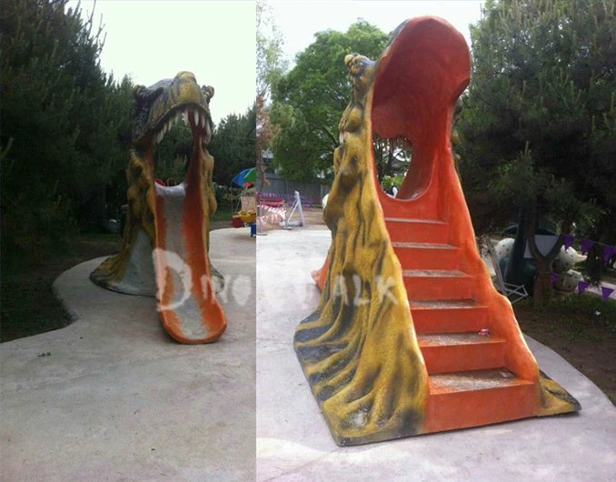 Fiberglass dino slide for amusement park
