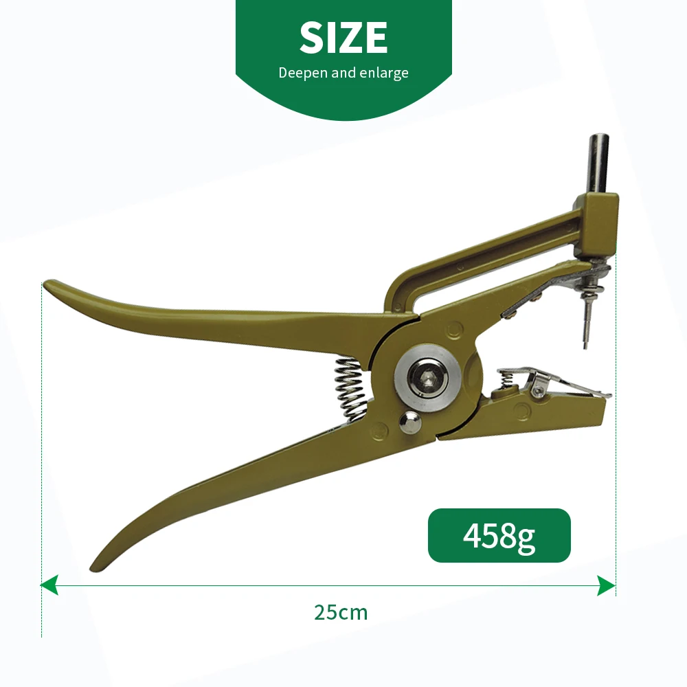 Automatic Rebound Ear Tags Applicator Vertical Hydraulic Ear Tag Pliers Identification Tool for Animal 2pcs Ear Tagger Pins