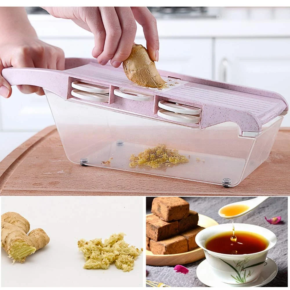 
Многофункциональная кухонная овощерезка, измельчитель из материала пшеничной соломы, овощерезка с шестью лезвиями 