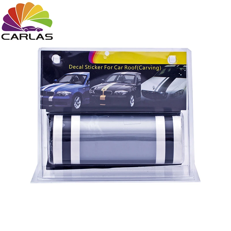 CARLAS Long Matte Textured Racing Stripes Graphic Decals Vinyl Line Stripes Racing Stickers Car Decal Sports