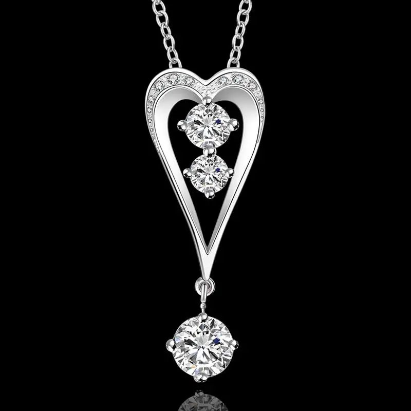 Maid of  Honor Crystal Heart Silver Chain Necklace Jewelry Wedding Gift 