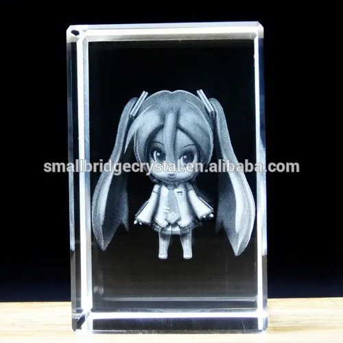 3d Laser Crystal Cuboid The Cartoon Girls 3d Laser Engraved Crystal Cube