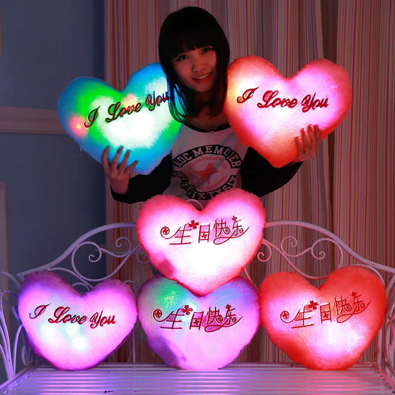 heart shaped light up pillow