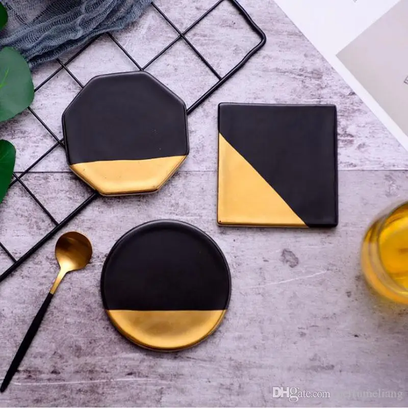 FENN popular luxury cafe restaurant used different types ceramic marble coaster with gold wholesale for gift or coffee shop