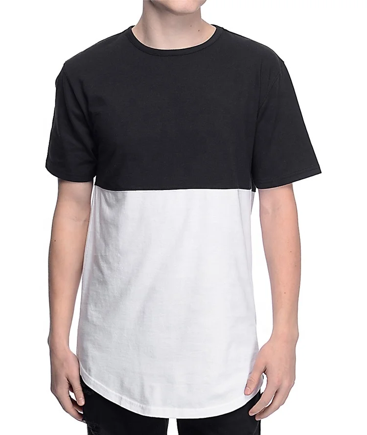 High Quality Anti Pilling Mens Longline Half Black Half White Two Tone Color Block T Shirt For Summer Buy High Quality Anti Pilling T Shirt Mens Longline Color Block T Shirt Half Black Half White