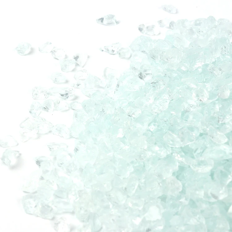 Камни из дробленого стекла зеленого цвета с высоким блеском для огня, камина, патио, садового декора