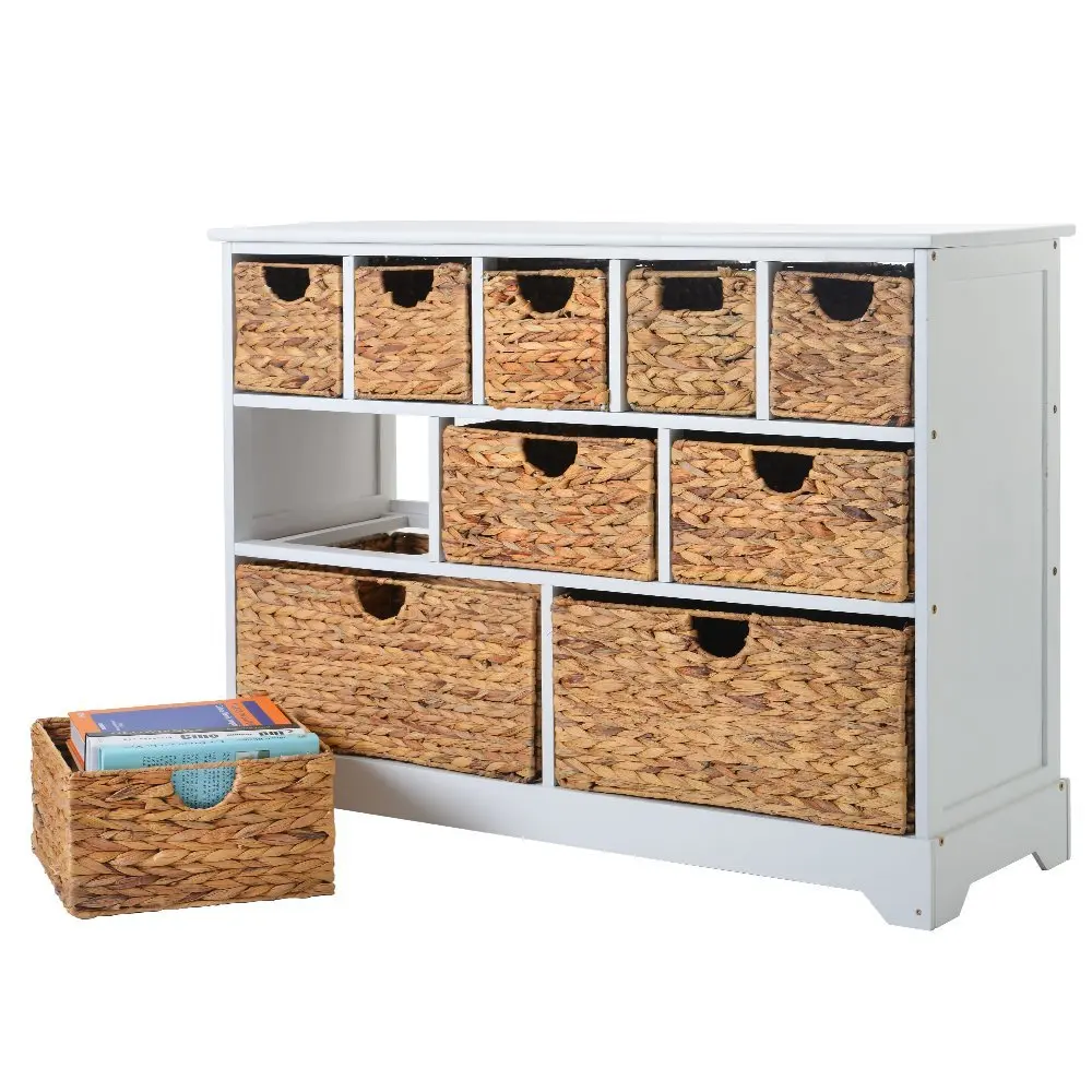 Large Storage Chest of Drawers with Baskets Hallway Bathroom Basket Storage Unit Cabinet