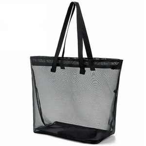 Custom Portable Waterproof Black Mesh PVC Beach Net Tote Bag