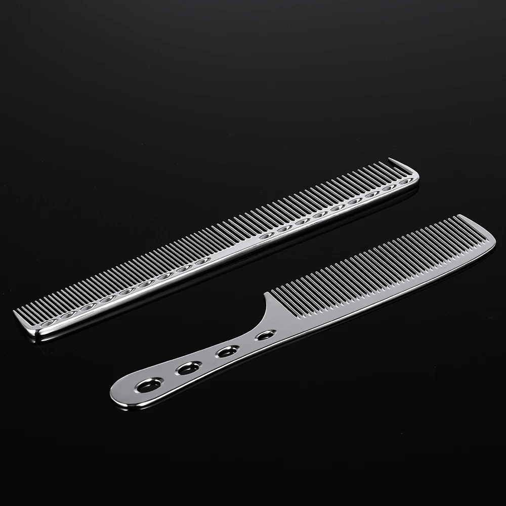 
 2 шт. из нержавеющей стали расческа для волос Профессиональная парикмахерская Металлический Гребень для стрижки волос расчески для укладки волос щетка со шкалой парикмахерская расческа  