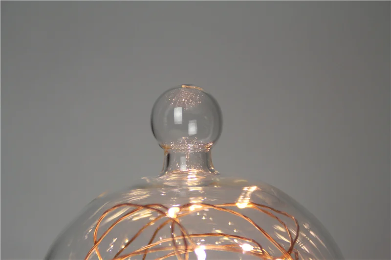 
D11.5xH19cm светодиодный стеклянный купол, оптика, стеклянный купол с деревянной основой 