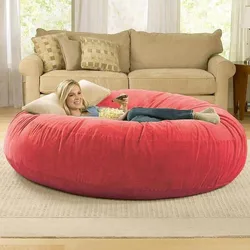 Soft memory foam filler round beanbag large living room sofa giant fluffy fur bean bed NO 4