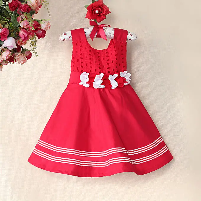 красные кружевные детские платья для девочек в полоску