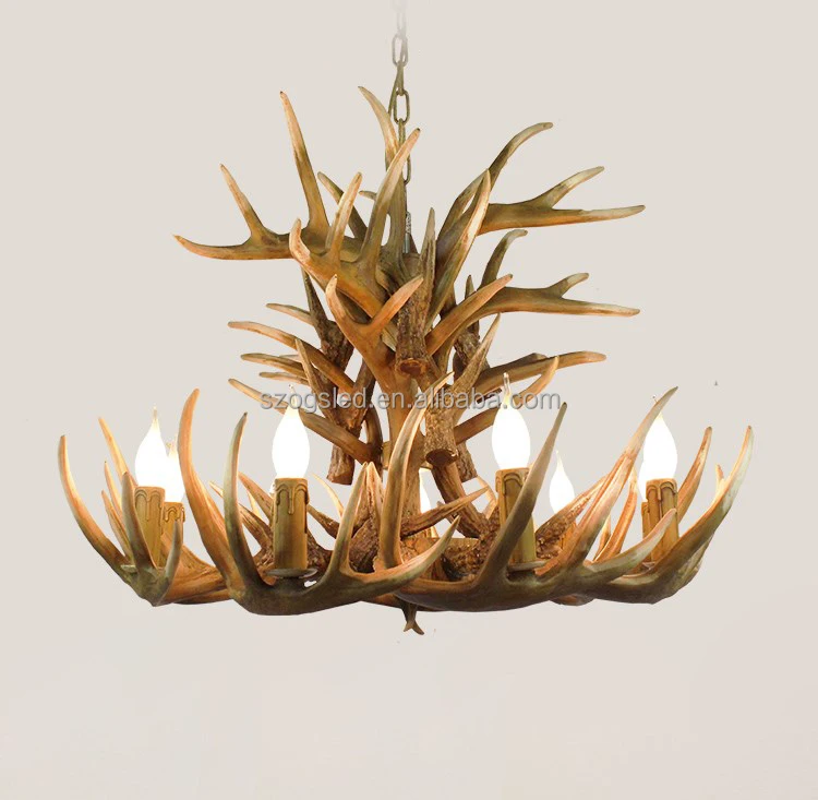 Античная декоративная люстра в виде оленя