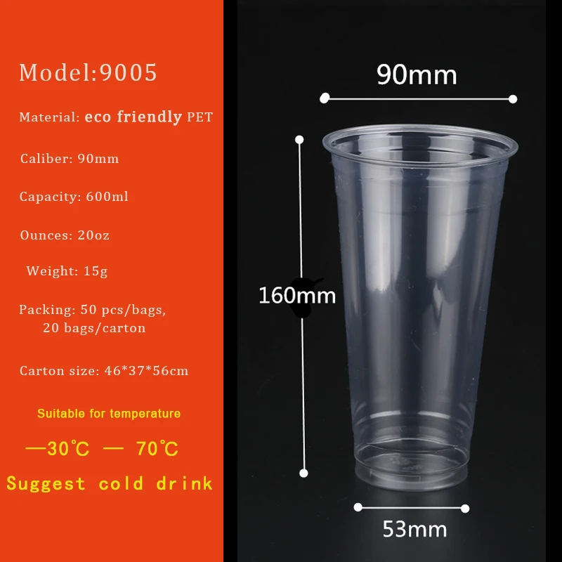 50pcs High Quality 90 Caliber Strawberry Plastic Cup Disposable