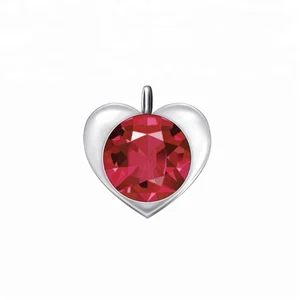 Cheap Wholesale Birthstone Charm Silver Month Stone 10mm Heart Pendant Charms for Stainless Steel Jewelry Accessories Loftily
