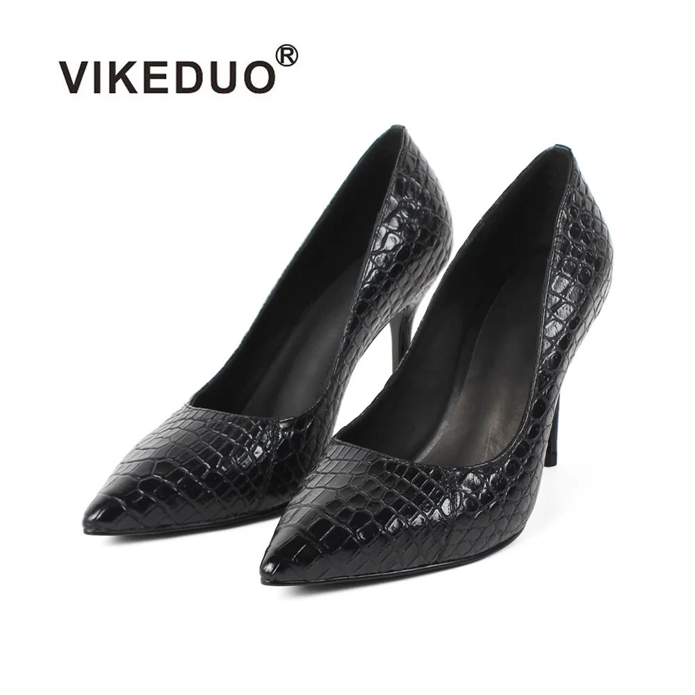 Wholesale Vikeduo-zapatos de de cocodrilo para mujer, Stiletto, tacones altos elegantes, color negro, 9 cm, hechos a mano From m.alibaba.com