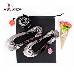 Women Portable Fold up Ballet Flat Shoes Roll up Ballet After Party Shoes