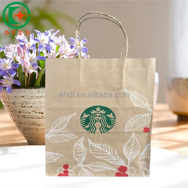 Personalized design design cheap starbucks coffee out bag with handles kfc  paper bags paper