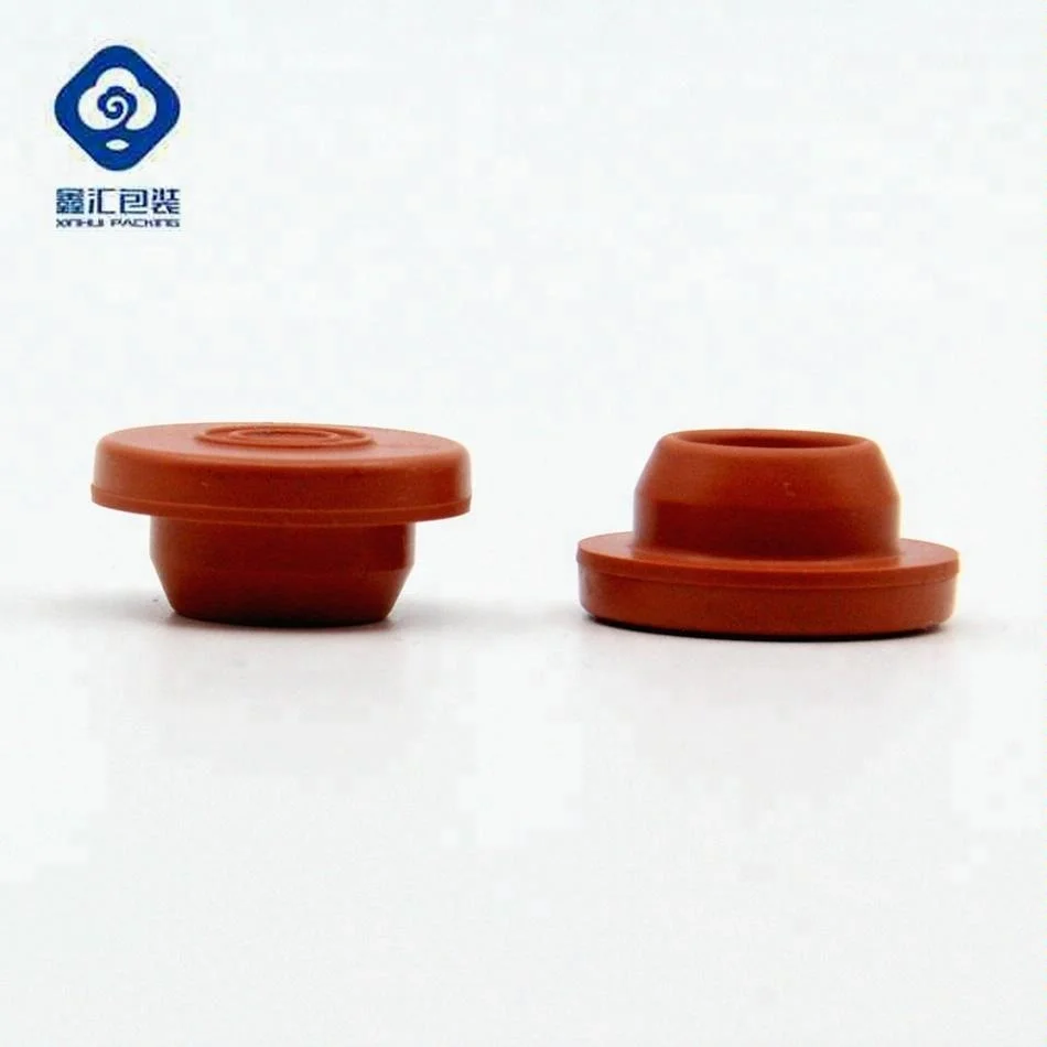 Медицинские стеклянные флаконы, красные бутилкаучуковые пробки 20 мм