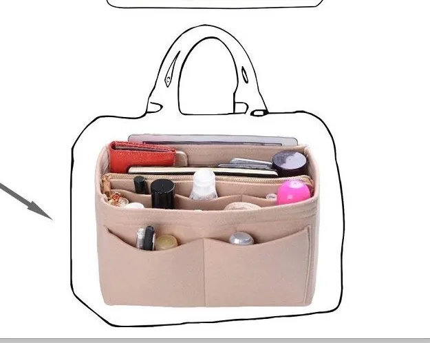 Deago Handbag Organizer Felt Insert Bag in Bag with Zipper Purse