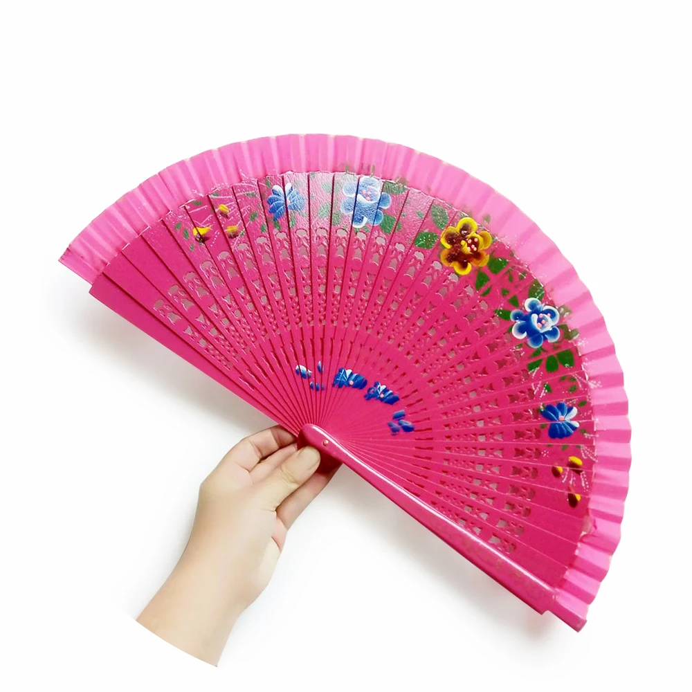 
 2019 деревянный веер ручной росписи с различными цветами и цветами  