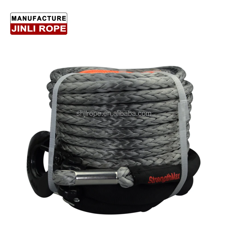 JINLI with Hook Grey Color 27000lbs 12mm 30m Winch Rope Synthetic