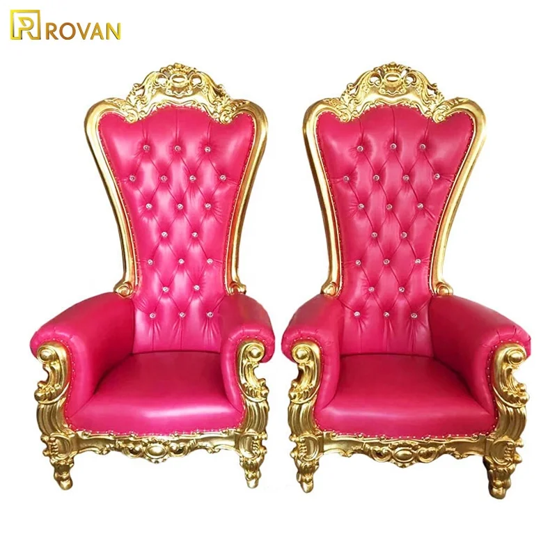 king and Queen High Back Cheaper pink king Sliver Throne Chairs High Back Royal Luxury Wedding Chair for Groom and Bride