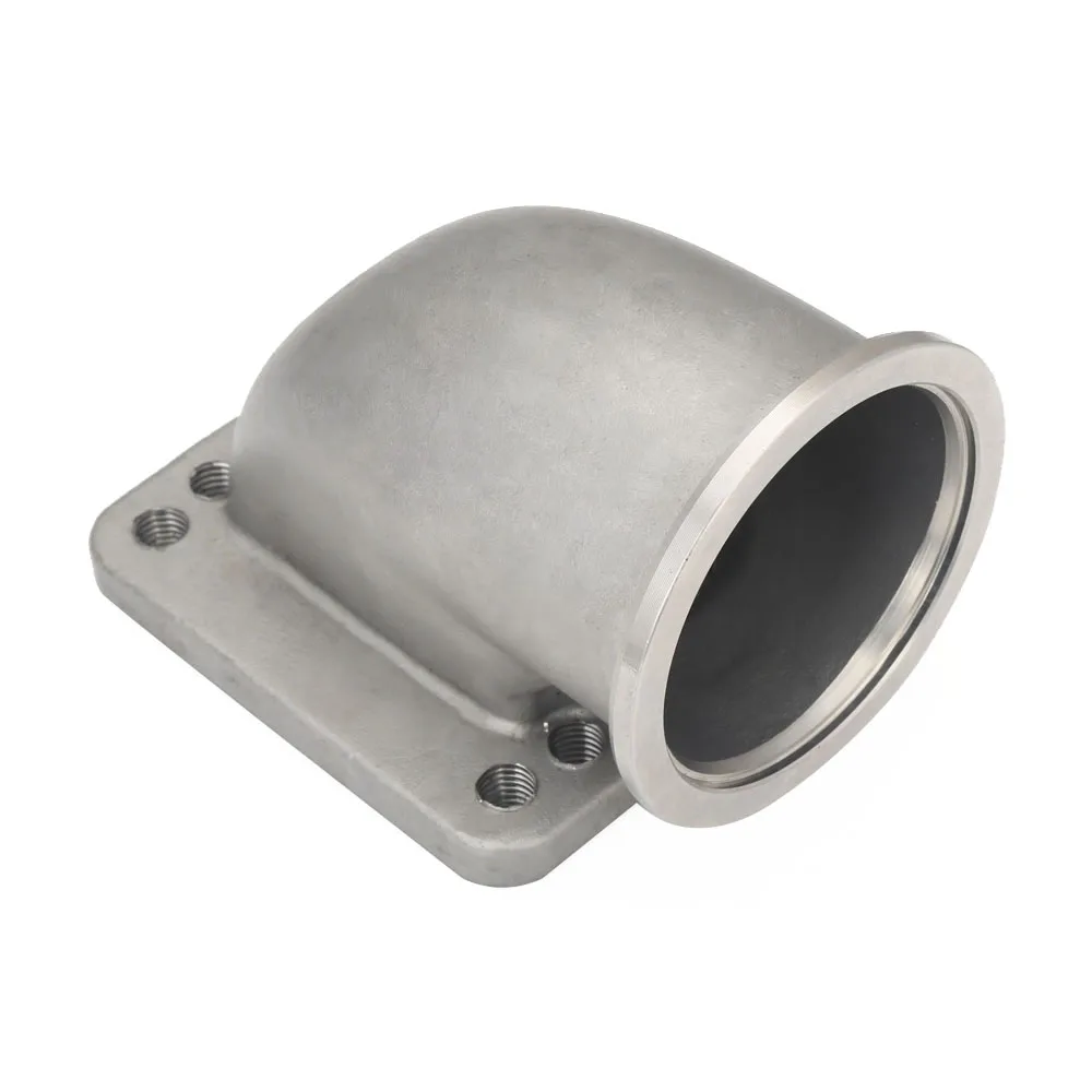 Qiilu 90 Degree Elbow Adapter Flange T3 T4 64mm/2.5in Turbo