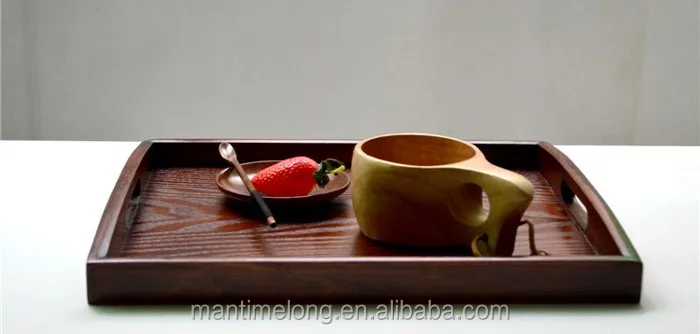 Japanese Style Large Size Camphor Wooden Tea Tray Warm Home Furnishing Wooden Storage Disc Fruit Dishes Tray With Ears