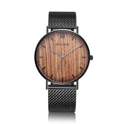 Japan movt stainless steel wood dial watch wooden style timepiece supporter watches