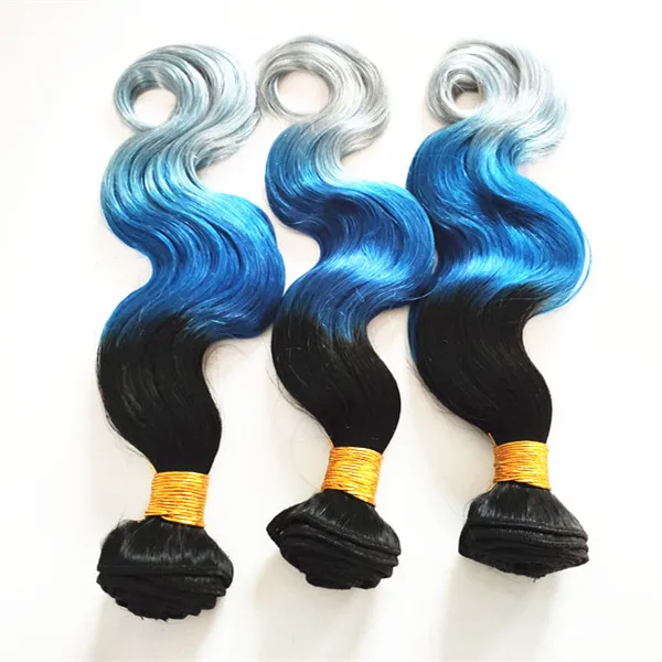 New Arrival Three Tone Color Black Blue Grey Colored Body Wave Brazilian  Ombre Human Hair Extensions - Buy Ombre Hair Extensions,Ombre Human Hair,Ombre  Hair Product on 